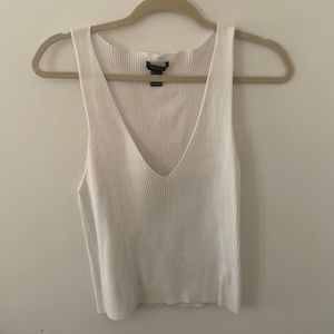 Forever 21 White Ribbed Tank Top